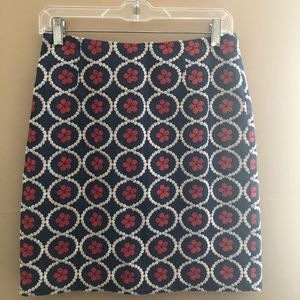 Ivanka Trump Red Blue Patterned Skirt Size 2